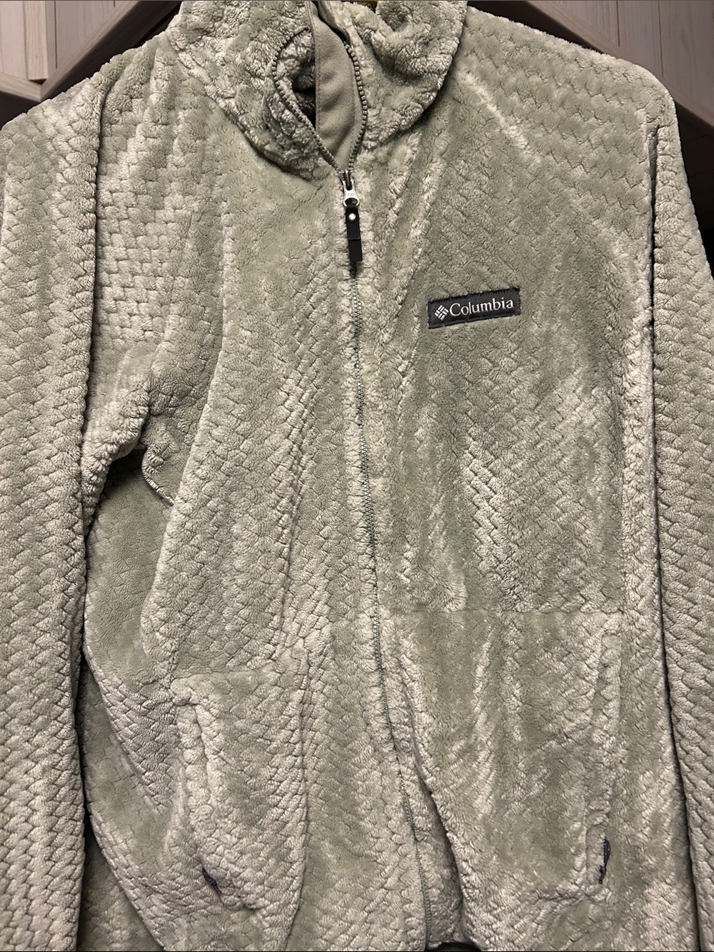 Columbia Light green Plush Full-Zip Fleece Jacket